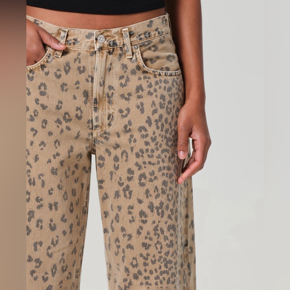 Citizens Of Humanity Beige Leopard Print Wide Leg Jeans - Picture 3 of 7